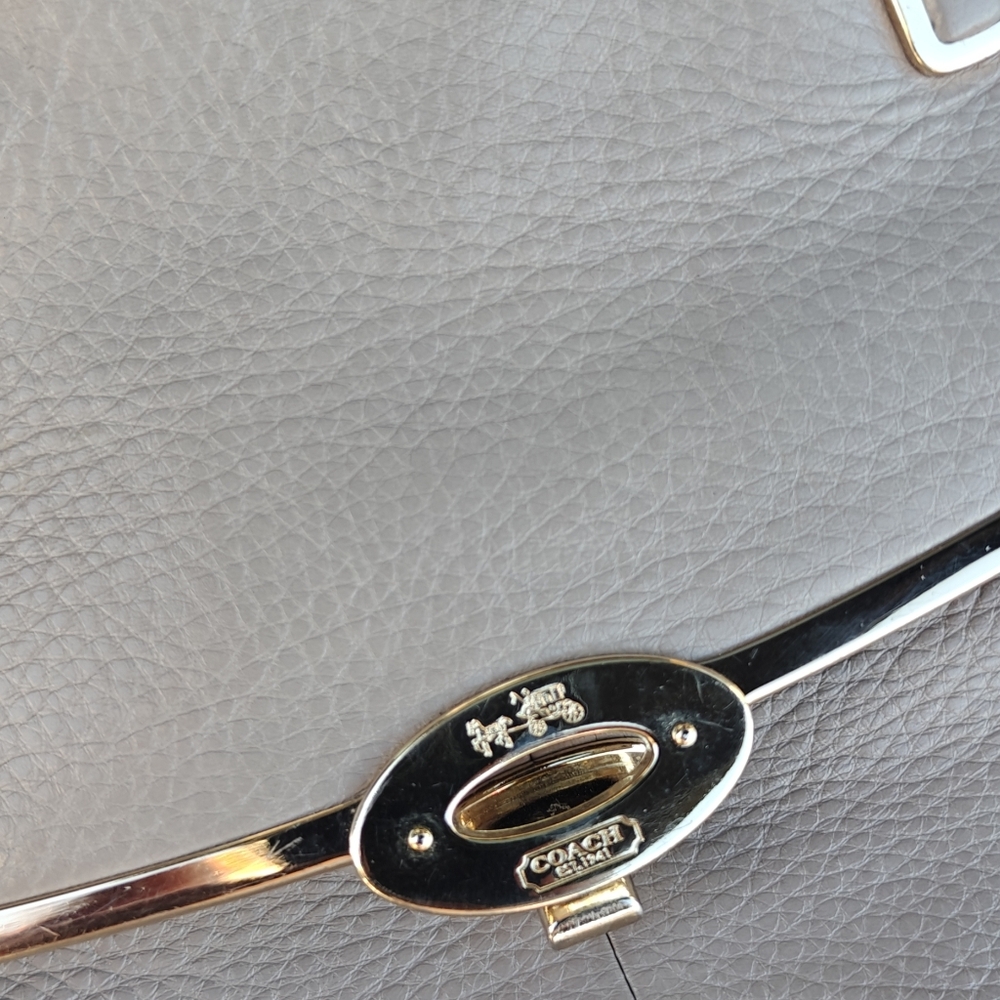 Coach Metallic Leather Satchel with Gold Details - Picture 8 of 8